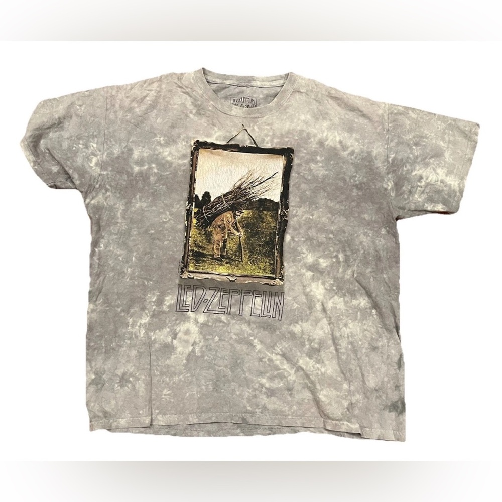 Led Zeppelin Shirt‎ Mens XL Gray IV Album Cover Man With Sticks Tie Dye Music